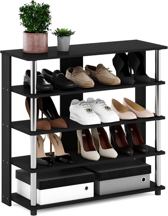 Shoe Rack with 2 Shelves Shoe Organiser for Entrance Hallway Living Room Metal Frame Industrial Design 75 x 30 x 45cm | Opbergers voor thuis