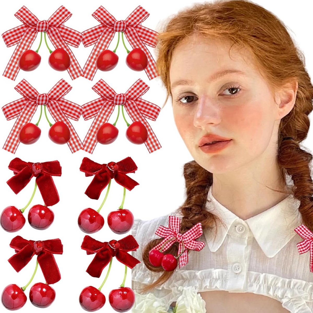 8 Stuks Strik Haaraccessoires met Glanzende Details voor Dames en Meisjes