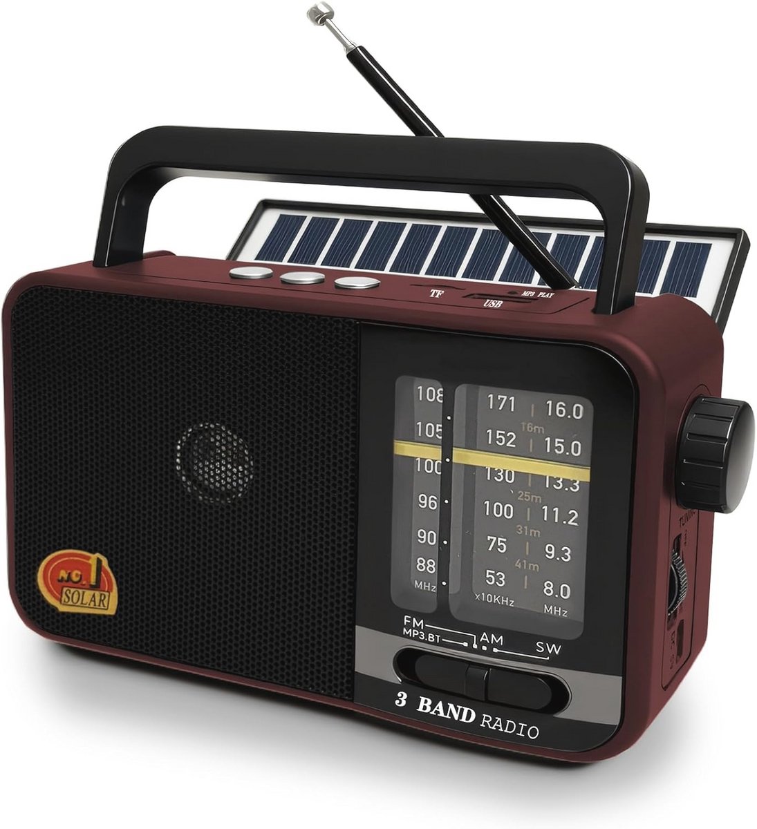 Draagbare radio met zonne-energie en Bluetooth voor camping en buitenactiviteiten