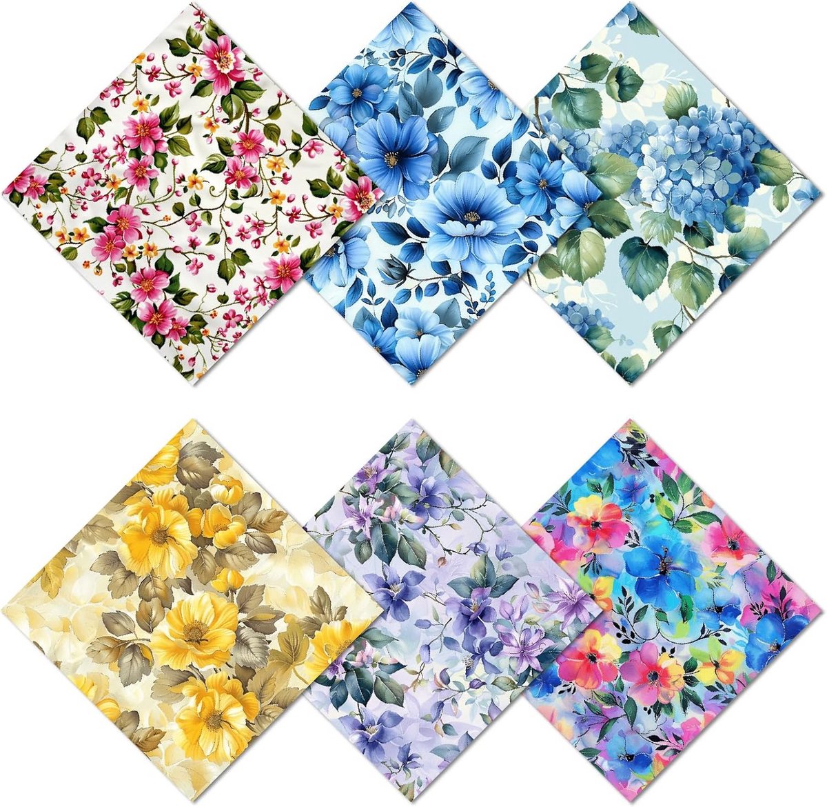 Set van 6 Verdikte Microvezel Brillenpoetsdoeken met Bloemenprint