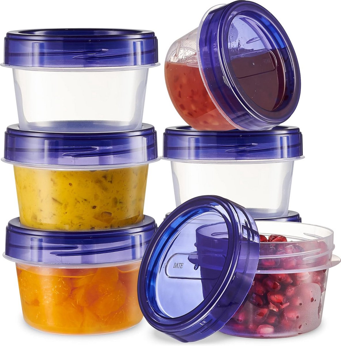 Set van 12 Kleine Vershouddozen met Blauwe Schroefdeksel 118 ml