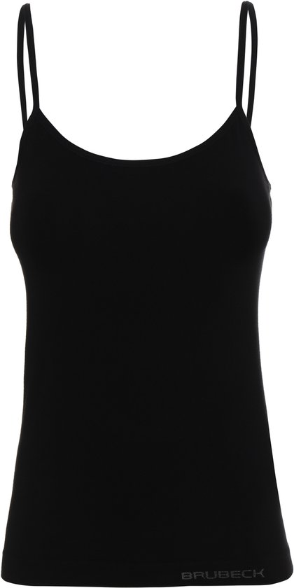 Chemise de sous-vêtements pour femmes Brubeck - Coton élastique sans couture - Bretelles spaghetti - Noir - M