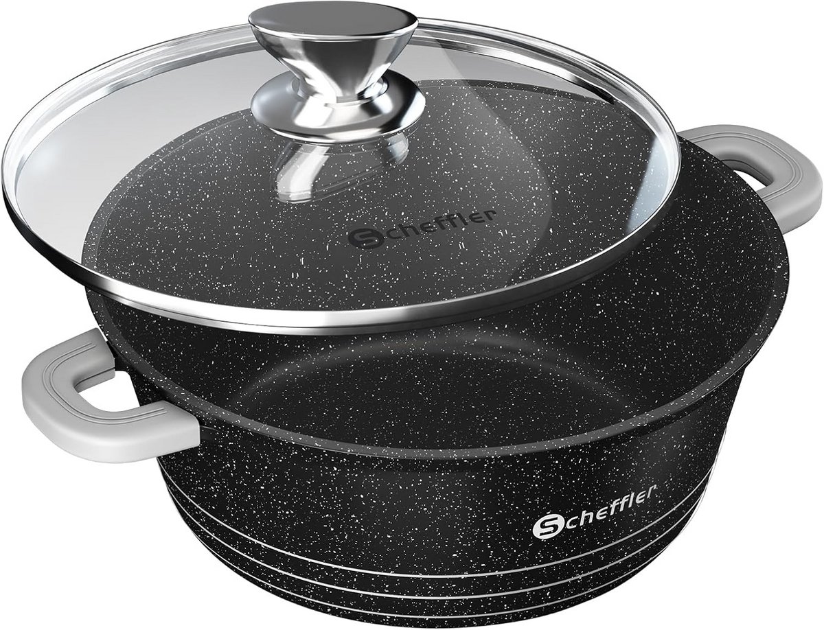 Gegoten Aluminium Pan - Stoofpan Braadpan - Maaltijden Bereiden - Anti-aanbaklaag - 28 cm - Zwart