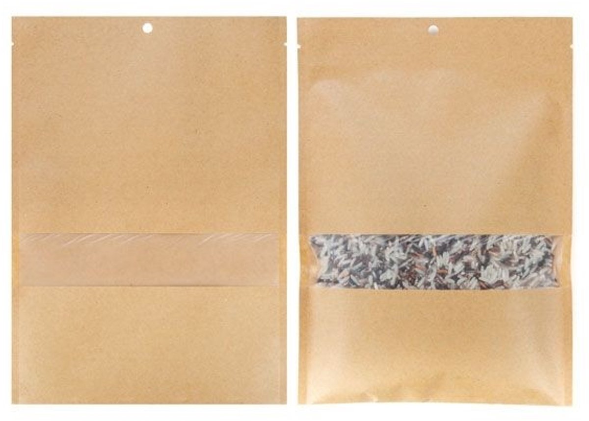 Zakken Kraft Sealbaar 15,2x22,9cm met Venster (100 stuks)