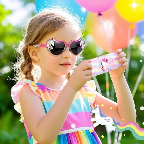 Zonnebril voor meisjes met eenhoorn en hartvorm - UV400 bescherming, ideaal voor kinderen van 3-12 jaar van Merkloos — afbeelding 4