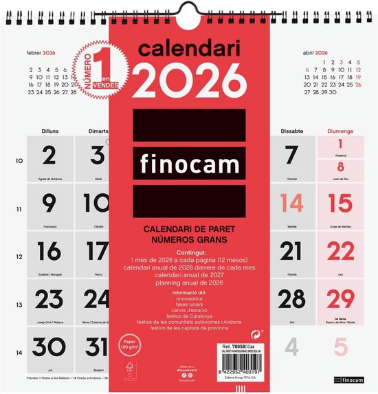 Kalender 2026 – Monatsansicht Wandkalender 2026, Januar 2026 bis Dezember 2026, Monatsansicht mit Doppeldrahtbindung, Familienplaner für Zuhause, 42,2 x 29,7 cm
