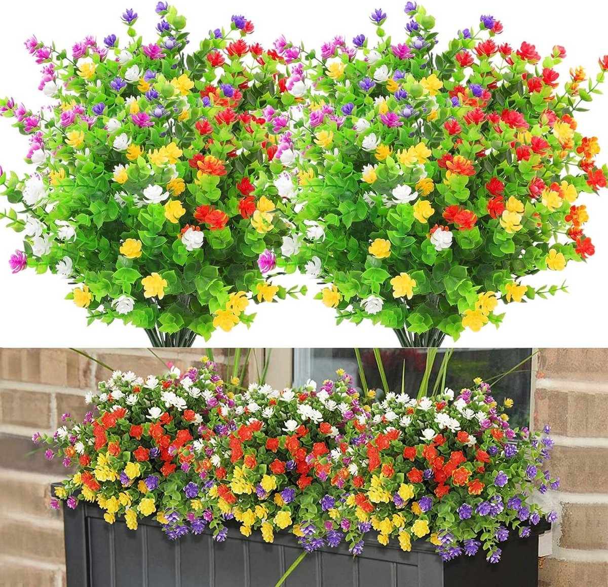 7 Bundels Weerbestendige Kunstbloemen voor Buiten en Binnen - UV-Bestendig Sierplastic Blo