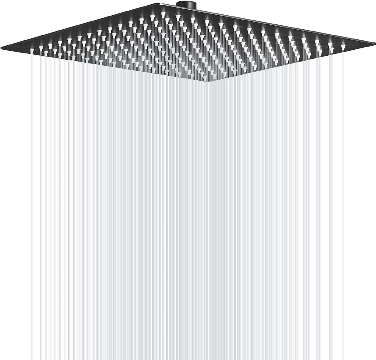 Regendouchekop Zwart Vierkant 30x30 cm Roestvrij Staal Plafond of Wandmontage