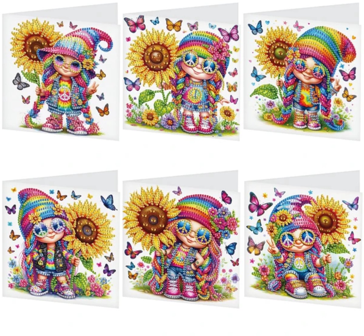 Diamond Painting Kaarten - Verjaardag - Regenboog - Feest - Taart - Bal