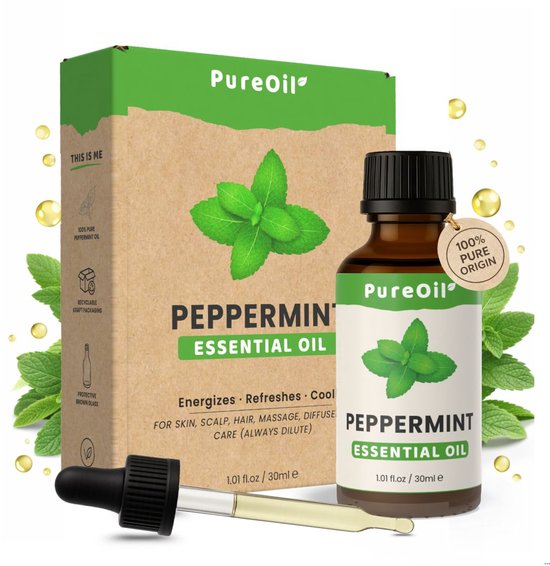 PureOil – Pepermuntolie Etherische Olie – 30ml – 100% Puur pepermint , Natuurlijk &...