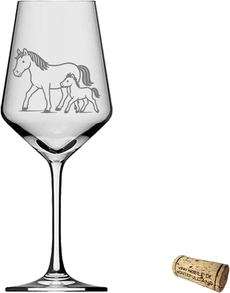 Elegant Wijnglas met Paard en Veulen Gravure - 350ml