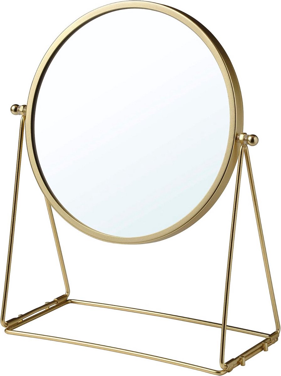 Draaibare Tafelspiegel met Vergroting Ø17 cm - Goudkleurige Make-up Spiegel