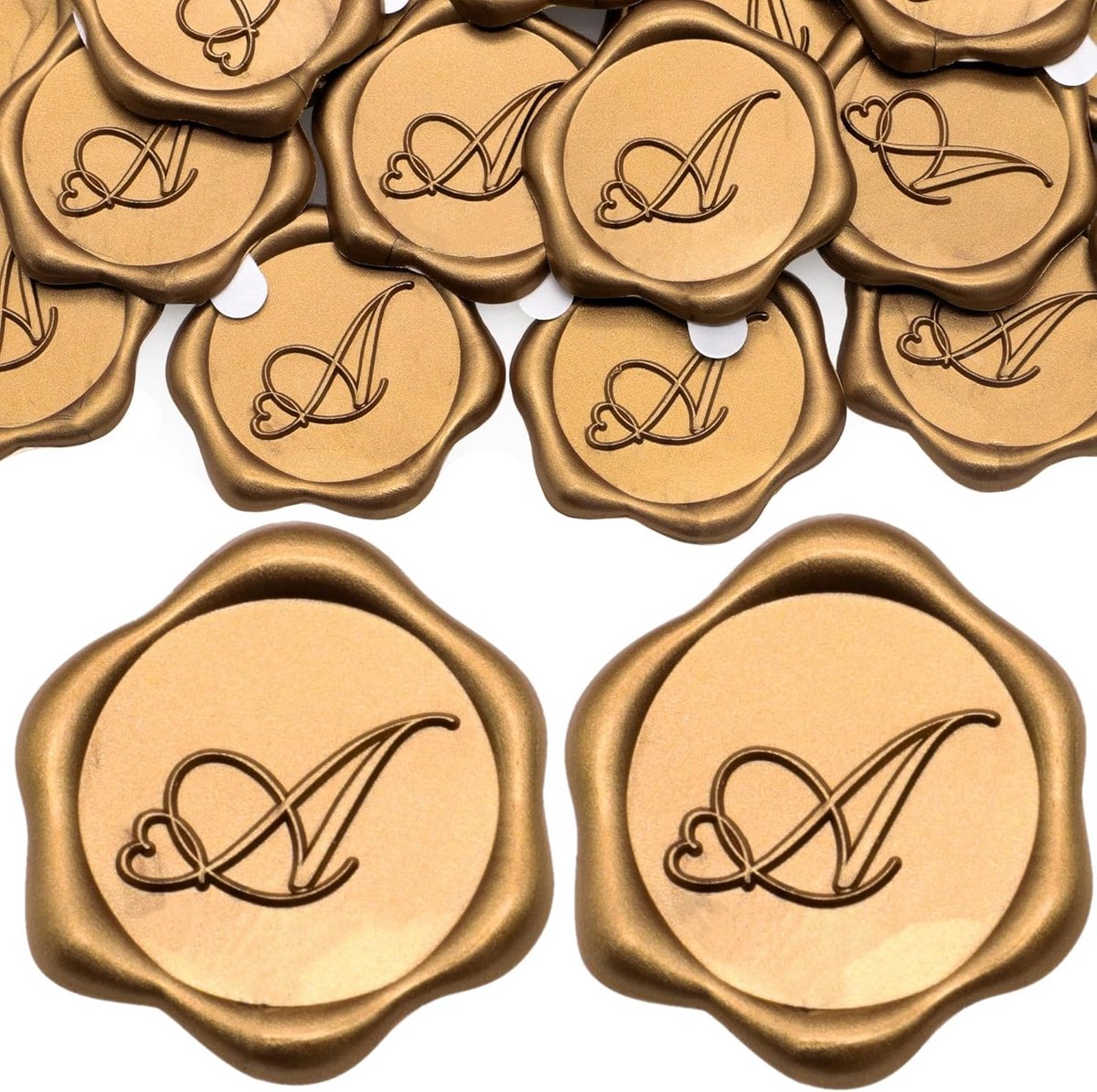 50 Stuks Zelfklevende Waxzegels met Letter A, Antiek Goud