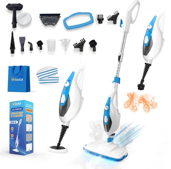 BOLLIT Hoge Druk 2 in 1 Stoomreiniger - Handstomer - 1500W 16 in 1 - Vlekkenreiniger - Voor Alle Vloeren, Bank, Badkamer En Tapijt Reinigen