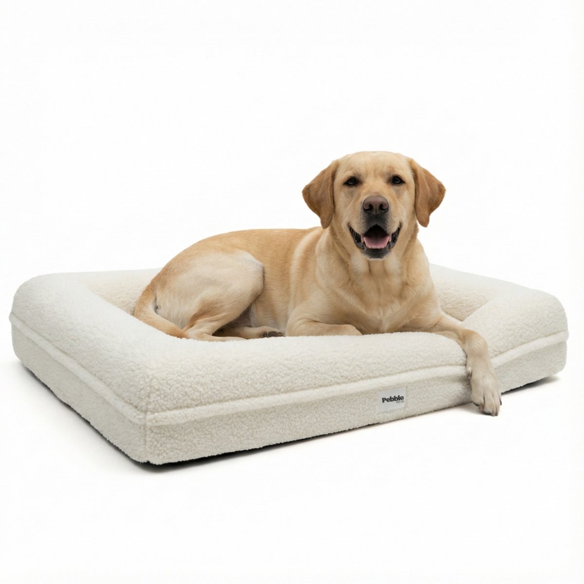 Pebble Orthopedische Hondenmand 88x63 cm Creme Wit - Teddy Hondenbed - Hondenkussen - Voor Middelgrote Honden
