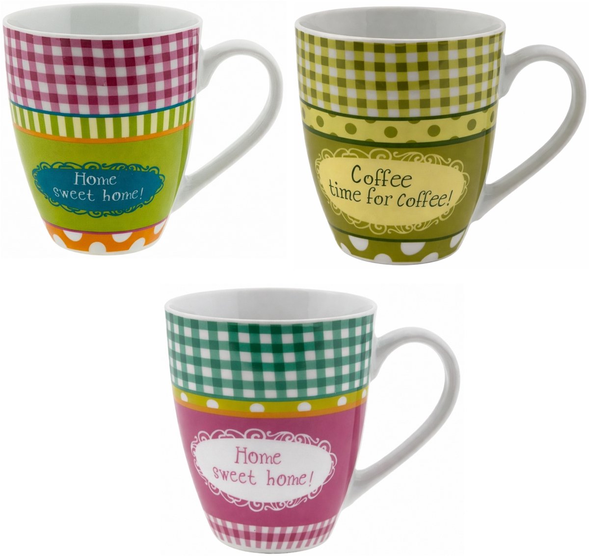 Cosy & Trendy Jumbo Mokken Set van 3 – 450 ml – Home Sweet Home! & Time for Coffee!