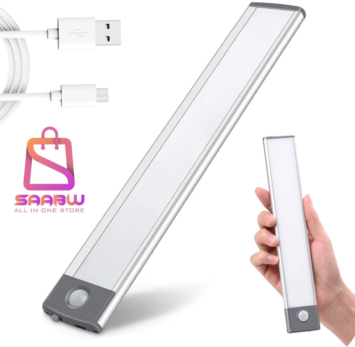 USB Kastlamp 23 cm – Met Bewegingssensor & Dimmer – Draadloze LED Onderbouwlamp – Oplaadbaar – kastverlichting op batterij – kastlampjes met sensor oplaadbaar – 48246