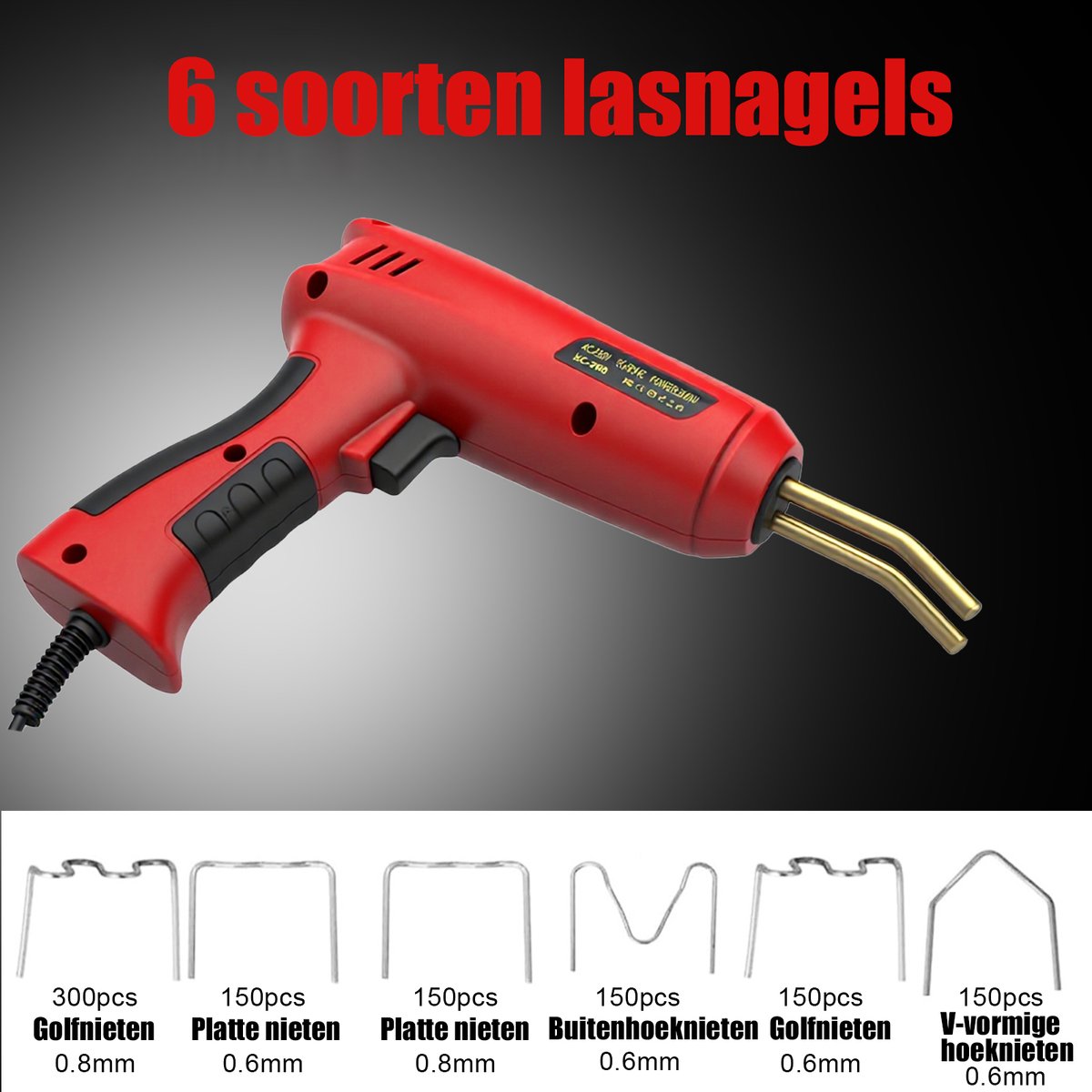 200W Geüpgraded Plastic Laskit, 800STUKS Hechte Nietmachine Auto Bumper Reparatie Kit, 2 in 1 Plastic Lasser Soldeerbout met Lasstaven, 6 Soorten Nietjes voor Bumper/Kajak/Plastic Product Reparaties – foto 6