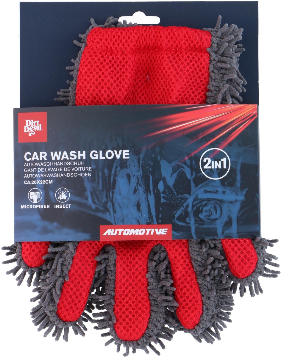 Dirt Devil - Autowashandschoen - Auto - 260x240x24 MM - Grijs/Rood