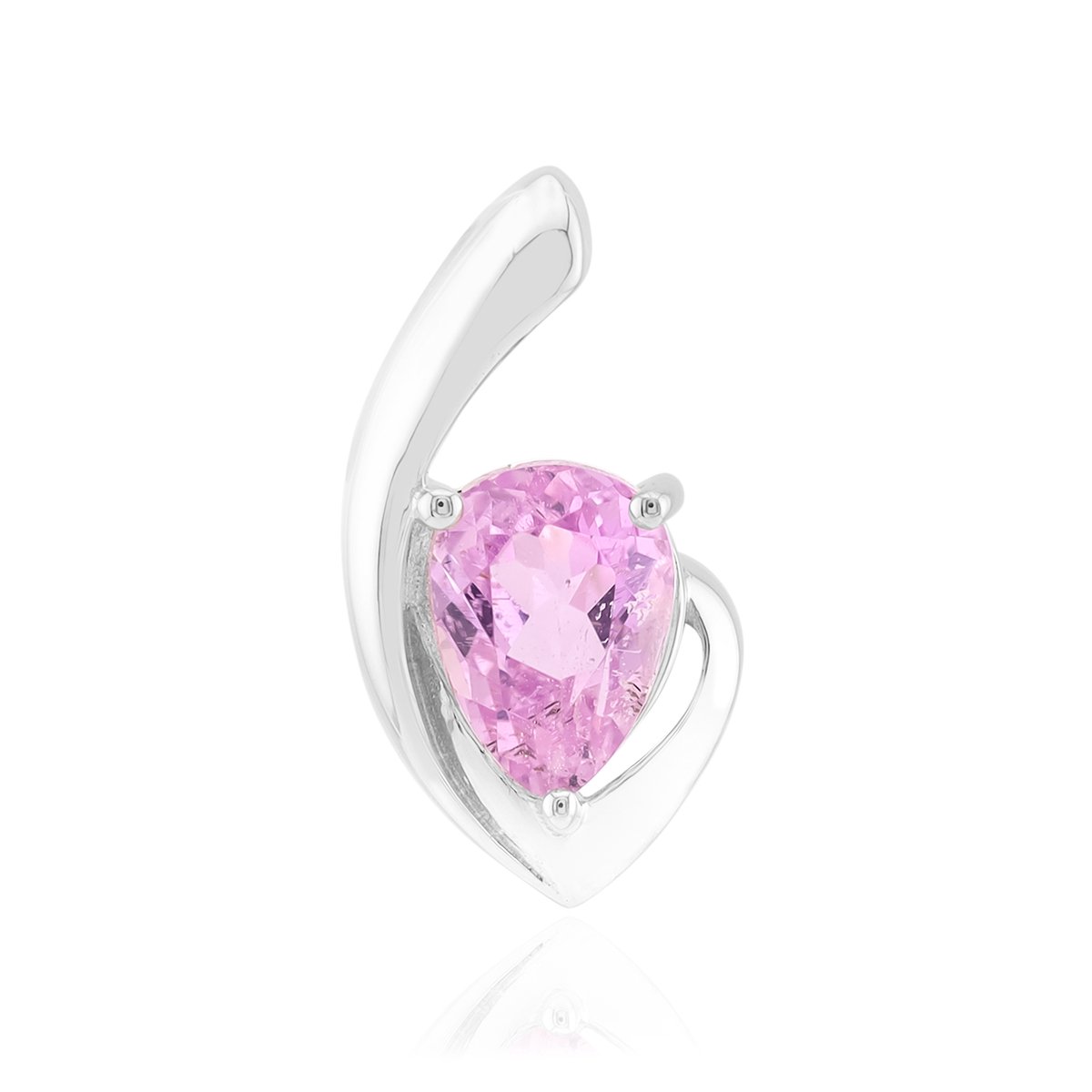 Cavill - Kunziet Hanger - 925 Sterling Zilver met Palladium - 1,377 ct Peervormige Druppel - Elegante Roze Edelsteen Sieraden Dames