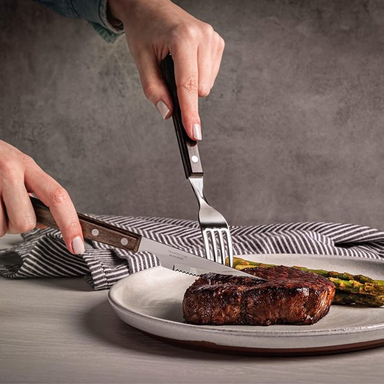 Steak- en Pizzames Bestekset 8 Delig - Bruin Handvat — afbeelding 2