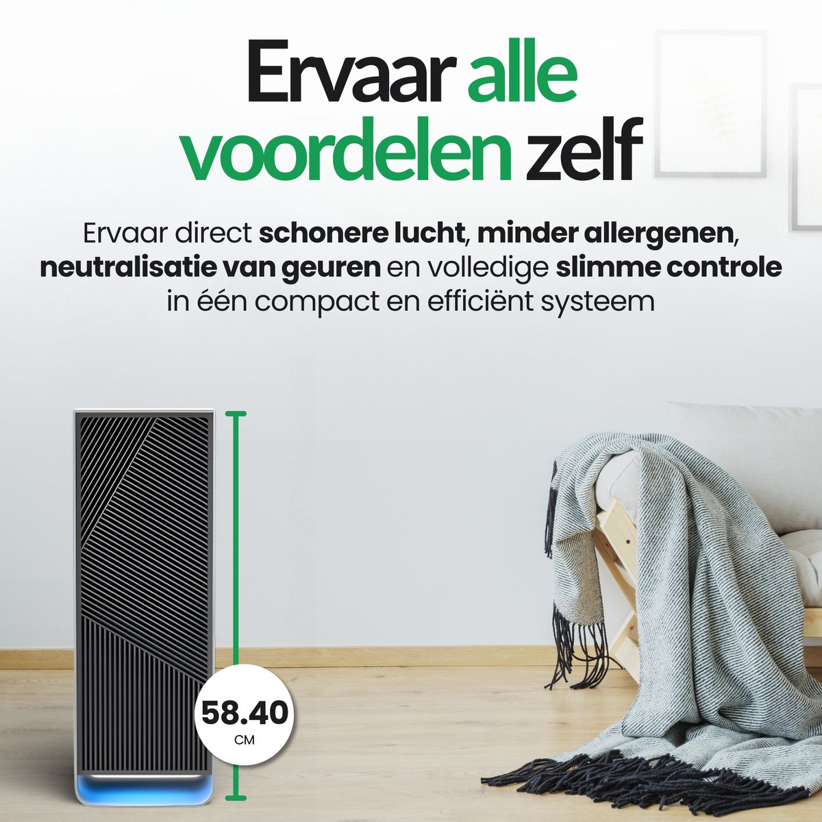 LivingSmart™ LSL200S Luchtreiniger / Air Purifier – HEPA H13 + Koolstoffilter – 230 m³/u – Tot 45 m² – Verwijdert Fijnstof & Geuren — afbeelding 4