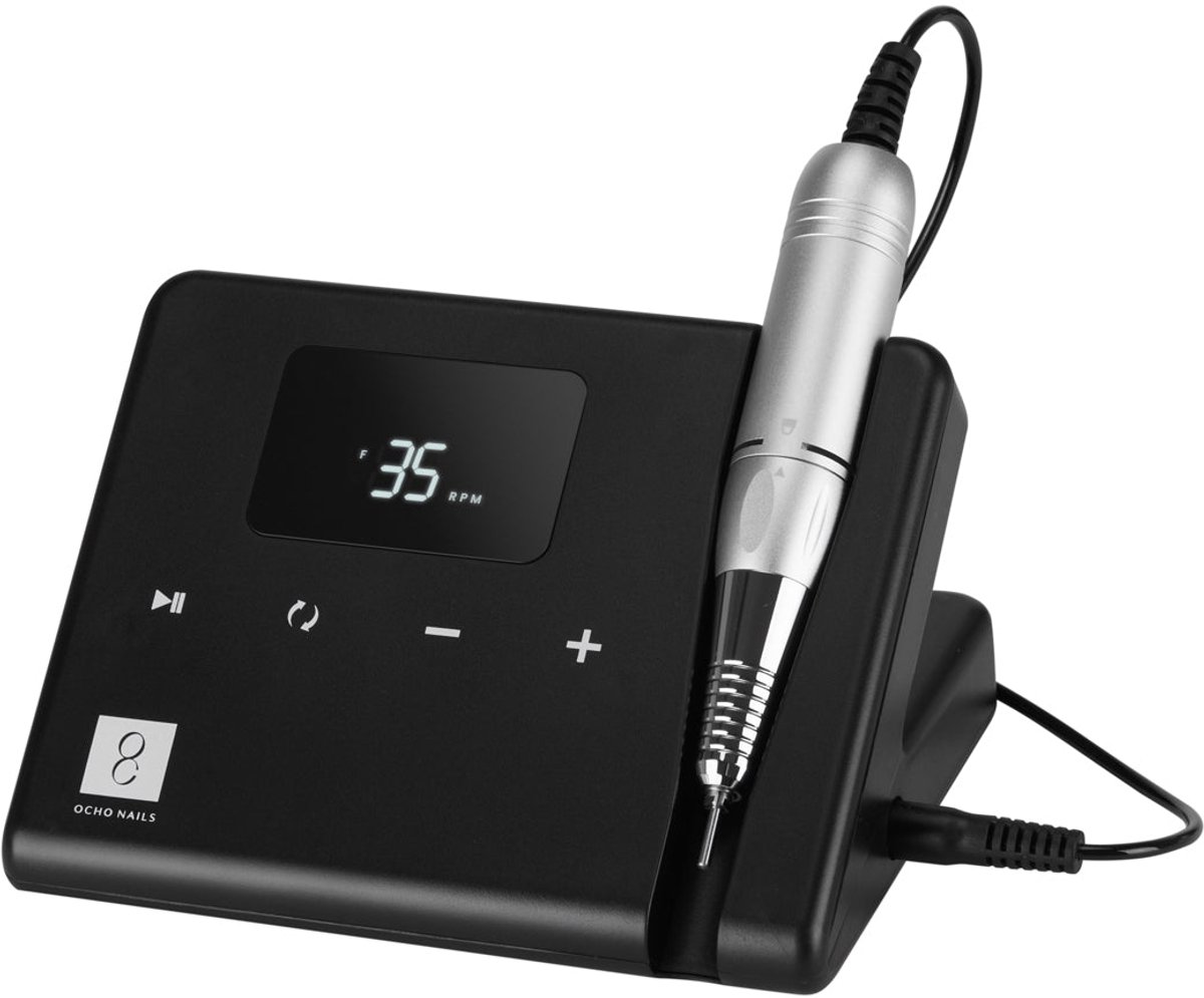 Ocho Nails Technic Freesmachine 65W Zwart – Professionele Nagelfrees voor Manicure en Pedicure met Links en Rechts Draaien, Twist-Lock en Freesjesset