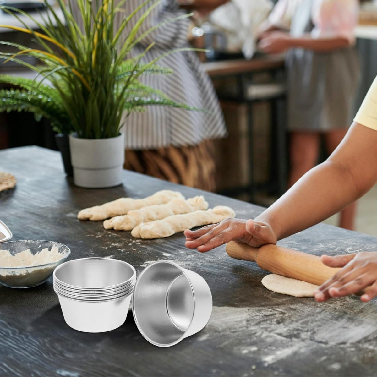 6 stuks - Puddingmallen - Timbaalvorm - Bakvorm - Taartvorm - Cakevorm - Popovervormen - Muffinvorm - bakgerei - voor eiertaartjes, pudding, cupcakes, hartige taarten - 9.5*7.3*5.1 cm - zilver – foto 3