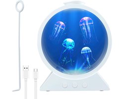 Jellyfish Lamp Aquarium - Automatisch - Verandering van 7 Kleuren - 2 Verlichtingsmodi - LED Drijvende Meisje - LED Licht - Helder Sfeer - Slaapkamer Geschenk voor Tieners Meisjes - Wit
