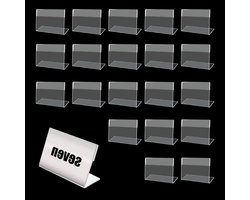 Etikethouder - Transparant Voor Thuiskantoren - Scholen - Winkelcentra - Acryl - Verticaal - Visitekaartjes - Displayhouder - 20 Stuks - Goederentekens - L-Etikettenhouder