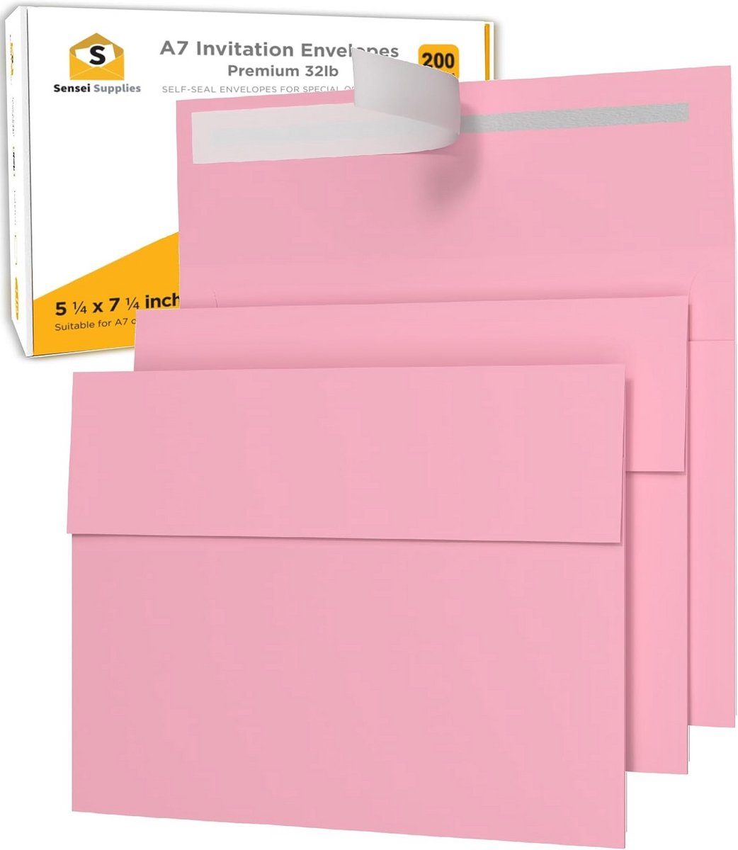200 Roze A7 Enveloppen 5x7 Inch voor Kaarten en Uitnodigingen