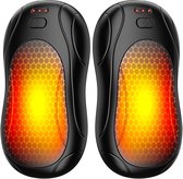 Handwarmer, oplaadbaar, 10.000 mAh, draagbare elektrische zakwarmer, powerbank met 15 uur langdurige warmte, digitaal display, 3 warmtestanden, USB-handwarmer voor camping (oranje, 12 x 6,5 x 2,8 cm