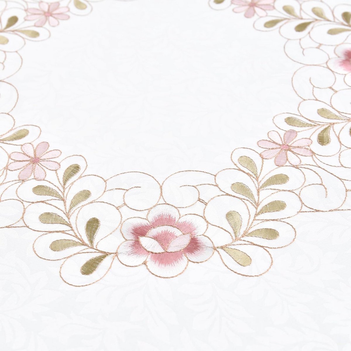 Vierkant Damast Tafelkleed met Bloem Motief 92x92 cm - Decoratief Rechthoekig Tafelkleed