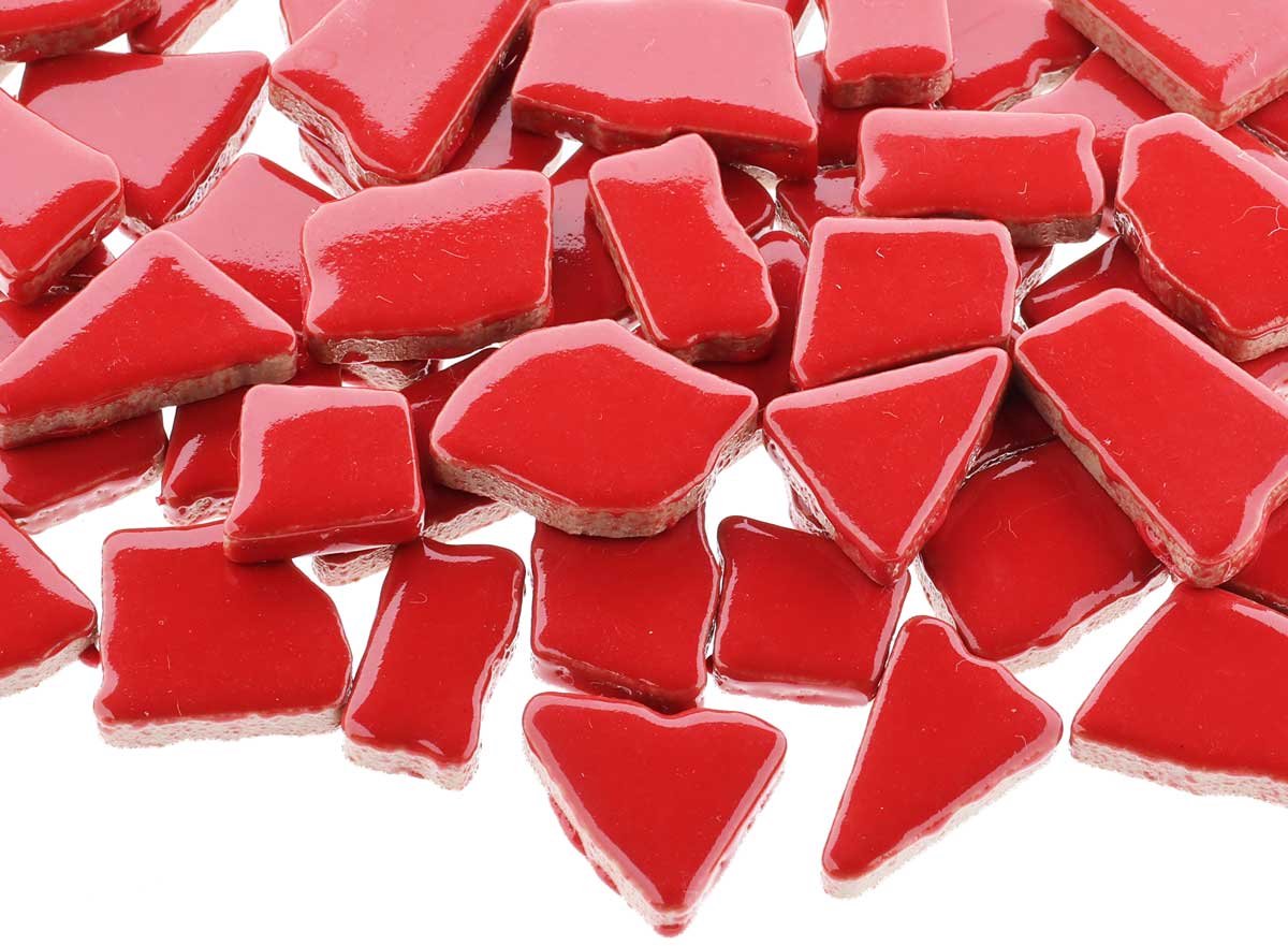 Mozaïek puzzelsteentjes keramiek - rood; 500 gram XL-pack