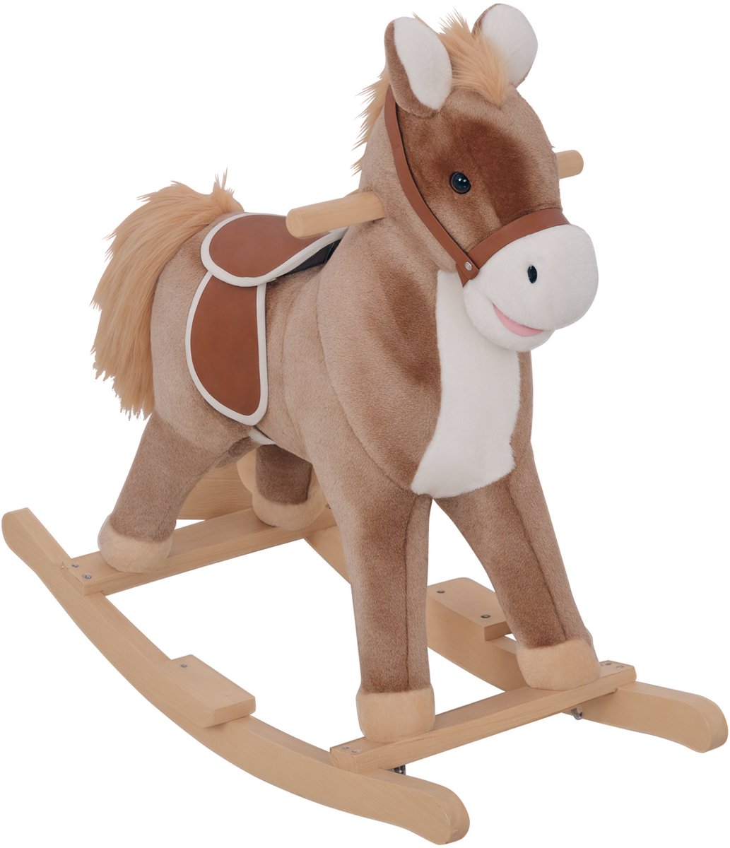 HOMCOM Kinderschommelpaard - Hout - 74x33x62cm - Bruin