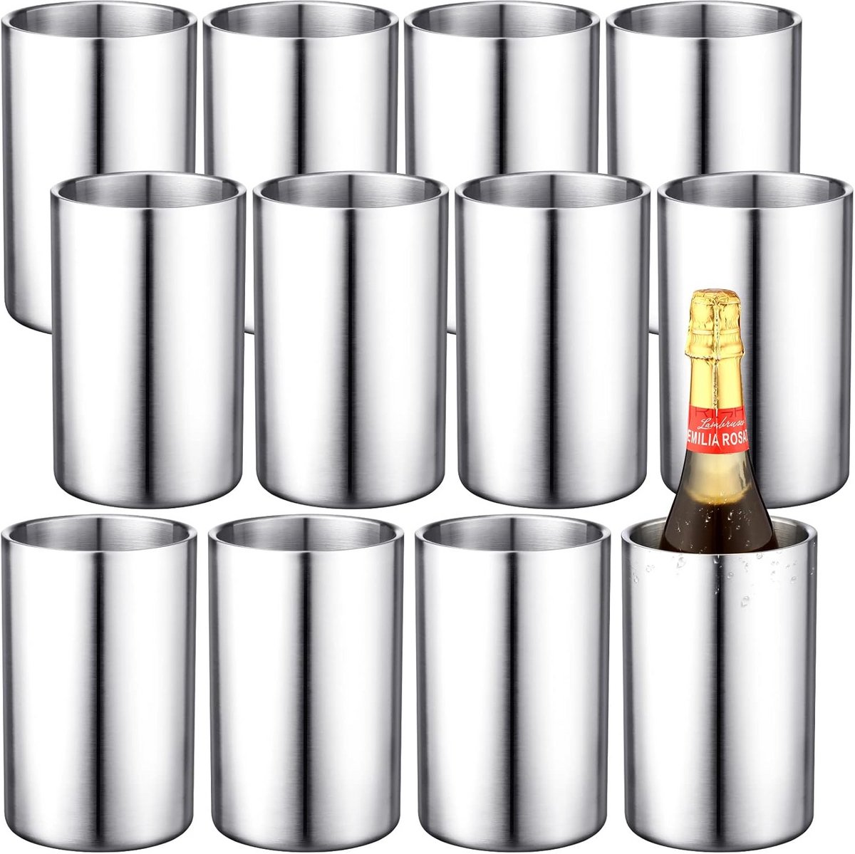 Set van 12 RVS Wijnkoelers voor Flessen tot 750 ml