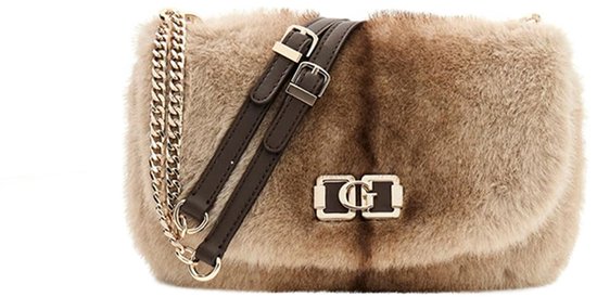GUESS sac à épaule bandoulière Mavis Convertible Xbody Flap Bag Espresso Multi beige
