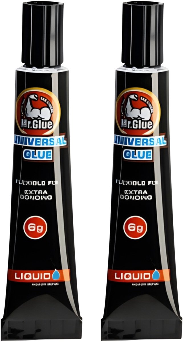 Mr Glue Lijm universeel - 2x - 7 ml - transparant - in tube - extra sterk - snel drogend - superlijm