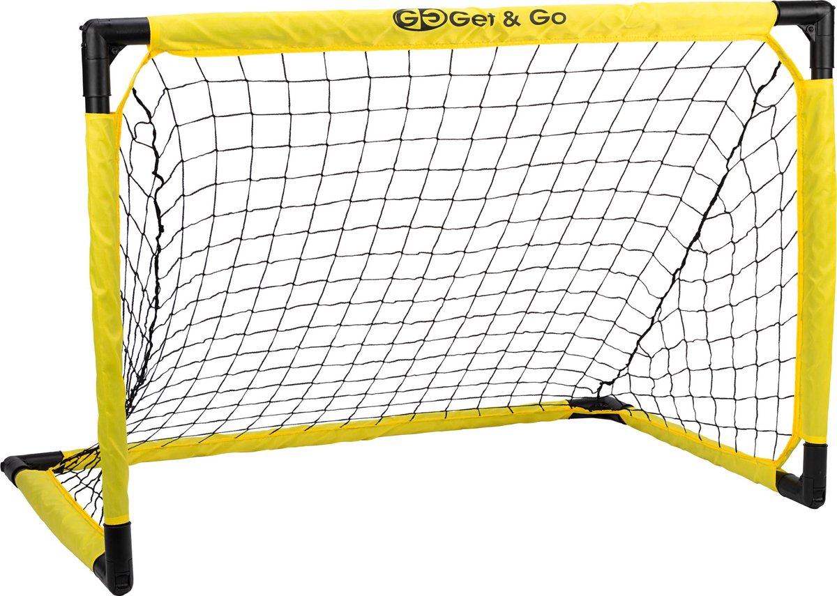 Get & Go Voetbaldoel Opvouwbaar voor Kinderen - 115x76x76 cm - Zwart/Geel - 1 Stuk