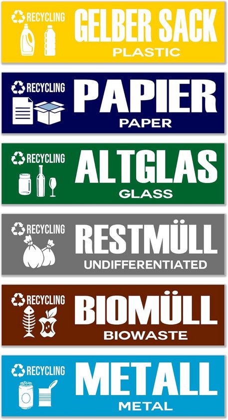 Label Restafval Waterdichte Afvalscheiding Stickers - Geïllustreerd Recycle & Restafval ...