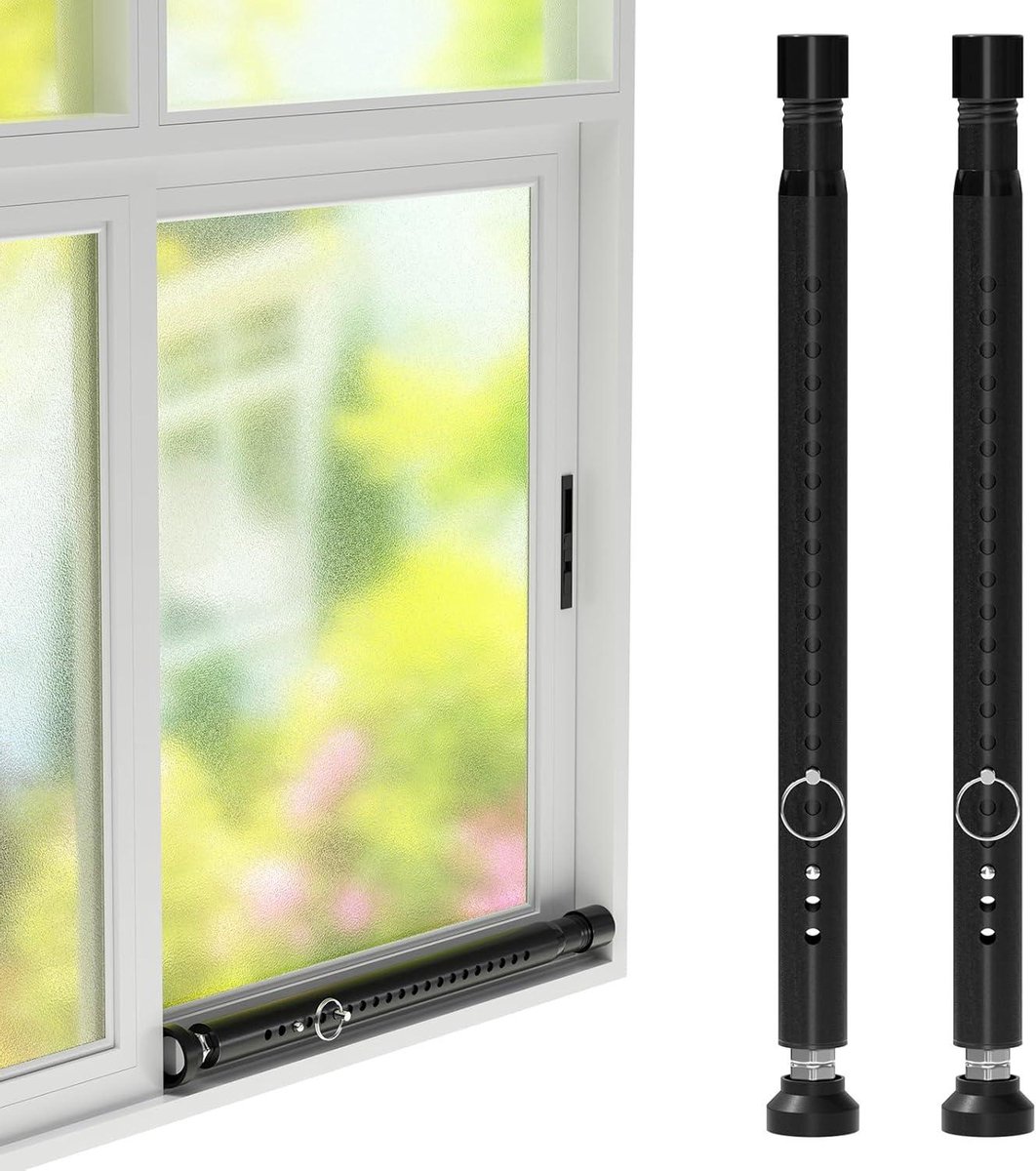 Raambeveiliging - Deur - Pantsergrendel - Raamveiligheidsstang 120 cm - Inbraakbeveiliging - Verstelbare vergrendeling - Raambeveiligingsstang voor huis en woning