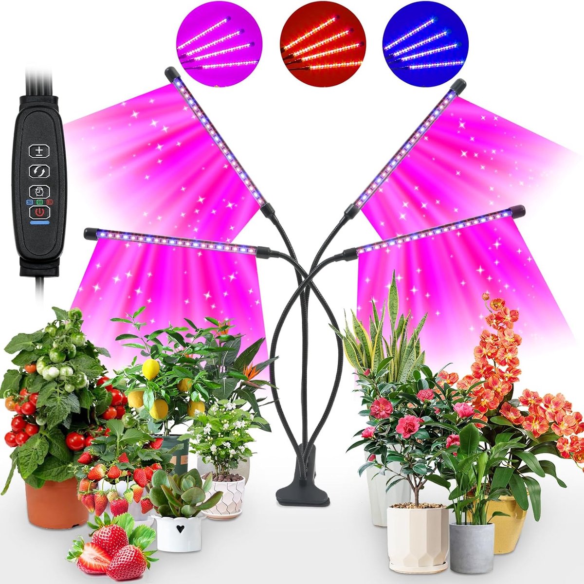 Kweeklamp LED - Verstelbaar - groeilamp voor planten - LED Full Spectrum - Automatische Timer 3-9-12 uur - Groei en Bloei - 80 Leds - Kweeklampen Binnen