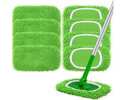 8 stuks vloerwissers - geschikt voor Swiffer - Premium Vloerdoeken Natte Doeken - nat en droog gebruik dweildoeken - herbruikbare natte doeken - Efficiënte Veegreiniging voor alle soorten vloeren - 25,5 x 11,5 cm - Groen