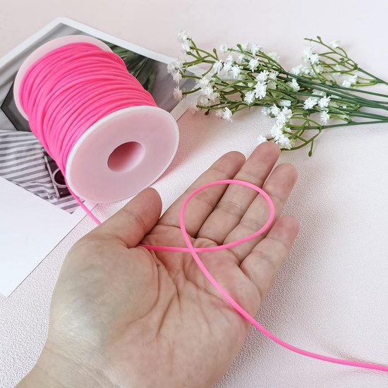 Crafans 2mm holle buis buis buis rubberen koord 54,68 Yards/Roll pure kleur rubberen buis koorden voor sieraden maken DIY ambachten armband buisvormig breien, medium paars