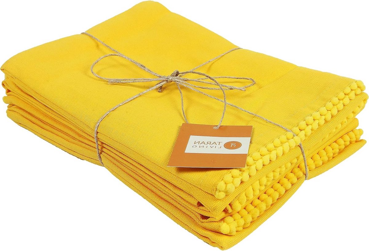 Set van 6 Keukendoeken Katoen - Absorberende Vaatdoeken & Servetten - 45x70 cm - Zonnig Geel