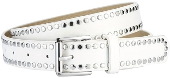 Riem à Stud - Wit | Taille de ceinture 95 cm | Simili cuir | Mode Favorite