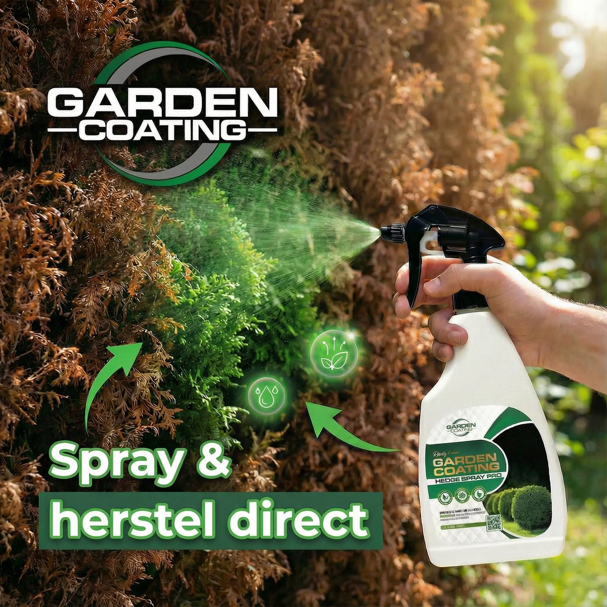 Garden Coating Hedge Spray Pro - 500ml - Direct Groene Heg - Camoufleert Bruine Plekken - Milieuvriendelijk & Huisdiervriendelijk