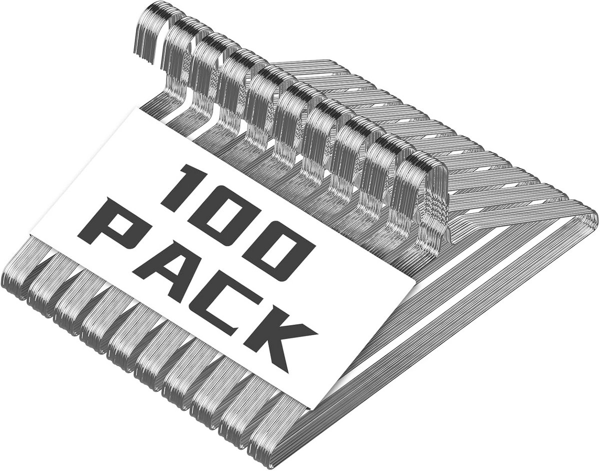 100 stuks Dunne Metalen Kledinghangers Ruimtebesparend - Antislip & Sterk