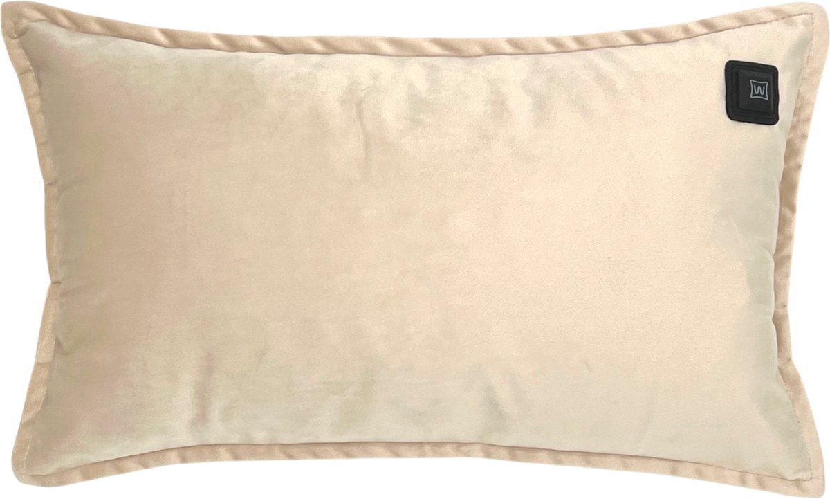 Warmpi® Draadloos Warmtekussen 30x50cm – Incl. 10.000mAh Powerbank – Fluweel Beige – Draadloos en via de kabel te gebruiken