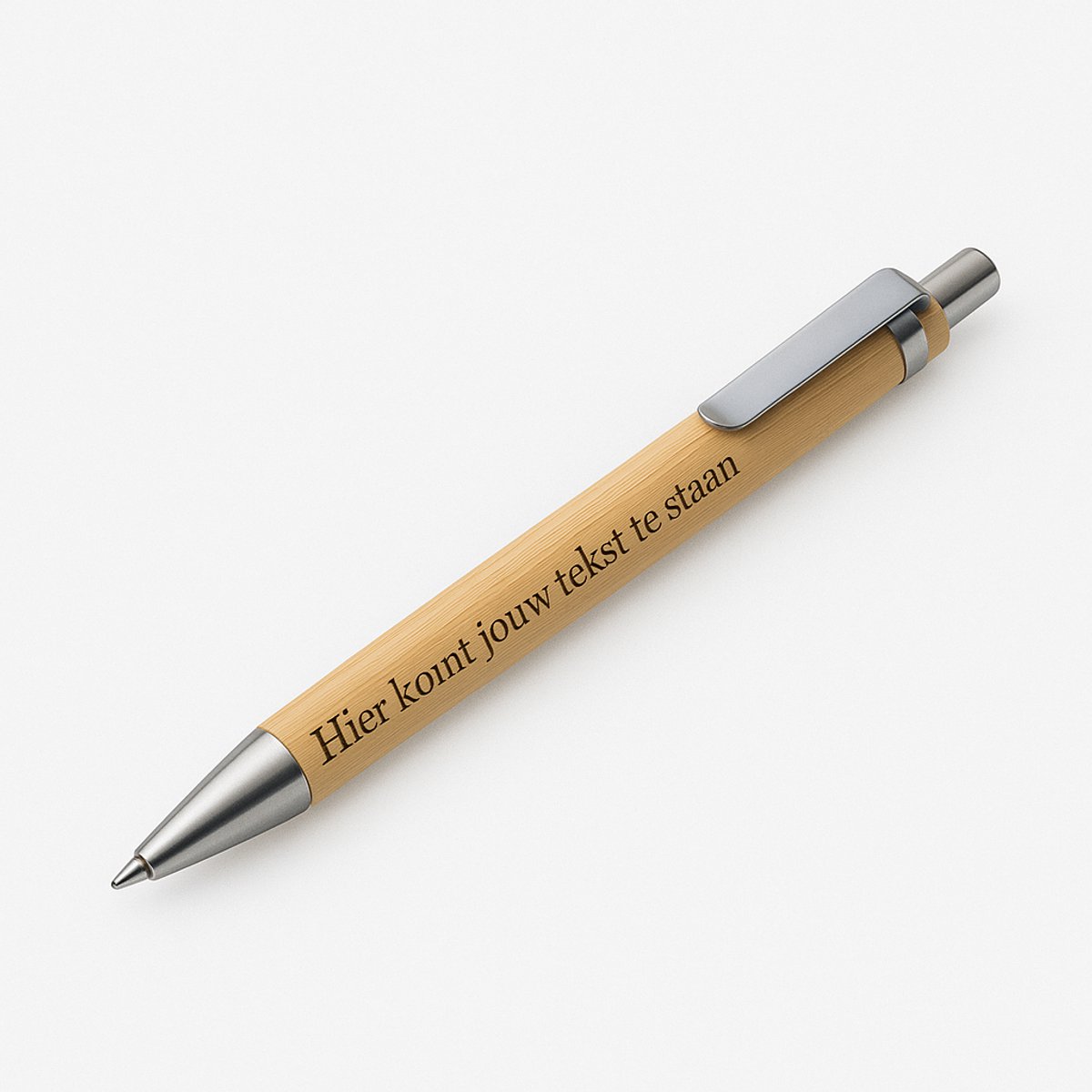 Bamboe balpen (met naam) - Laser gegraveerd - Hout - (zwarte inkt)